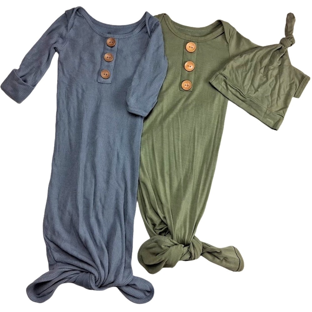Caden Lane Suzel Newborn 0 3 Mos Sleep Sack Gown Lot Green Blue Soft Button
